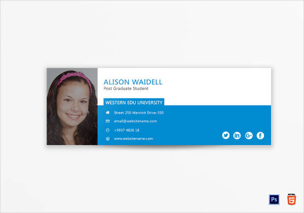 2 Postgraduate Student Email Signature Designs & Examples PSD, HTML