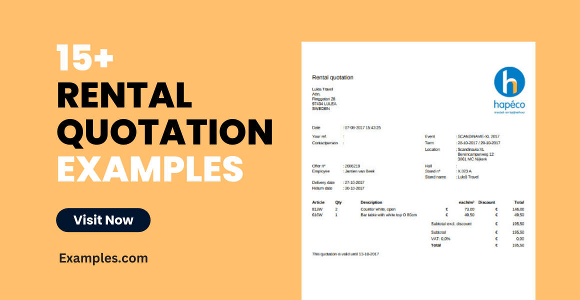 Rental Quotation 15+ Examples, Format, Pdf