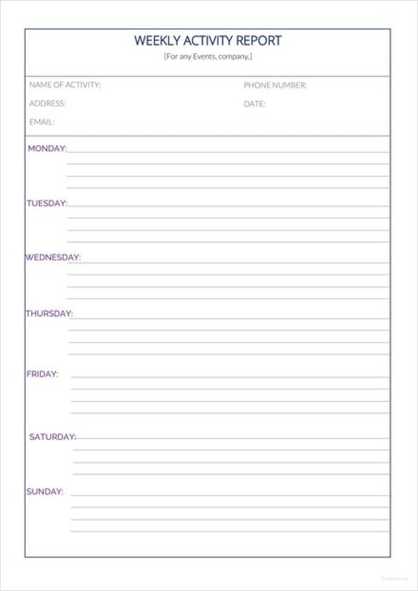 Weekly Activity Report 15+ Examples, Format, How to Make, Pdf