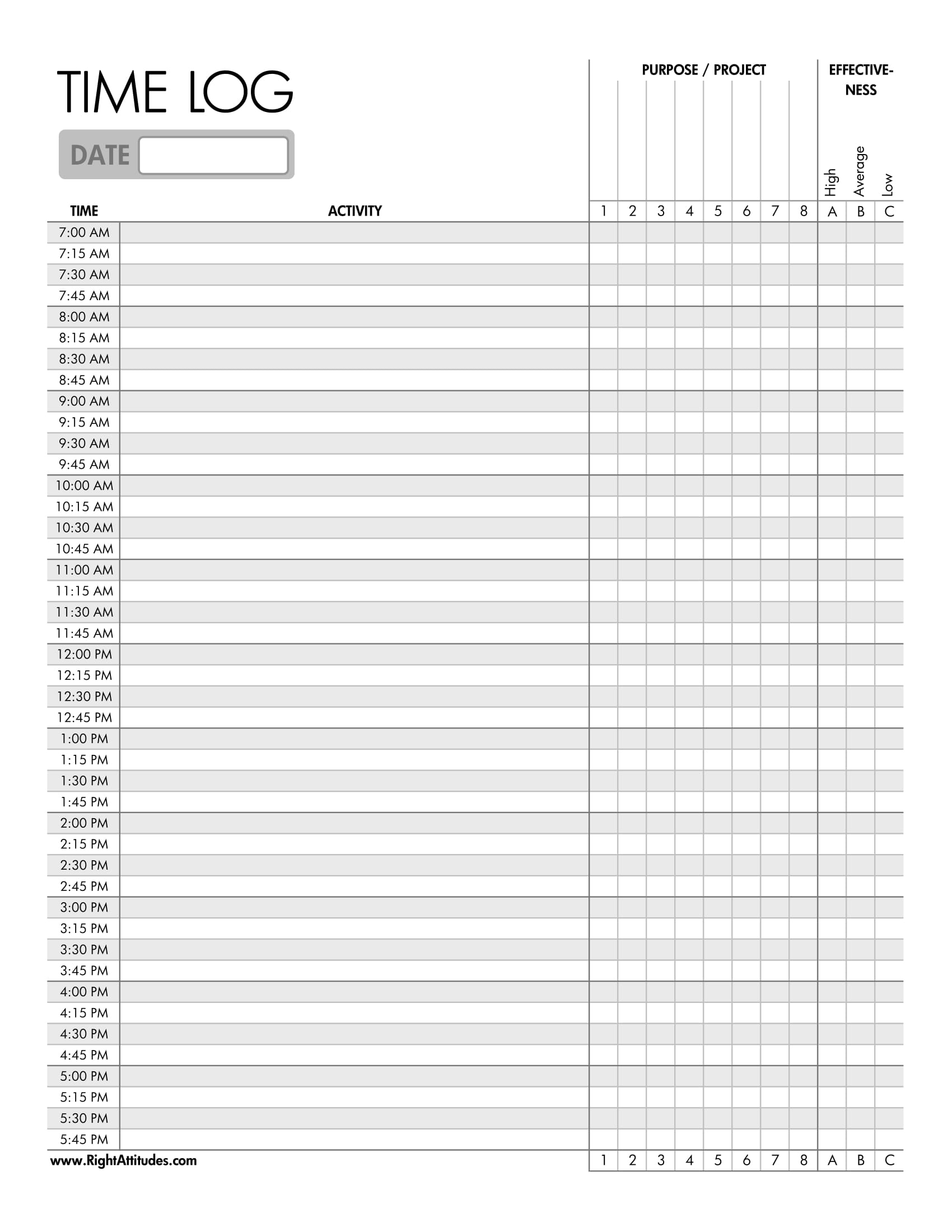 Time Log 9+ Examples, Format, Pdf