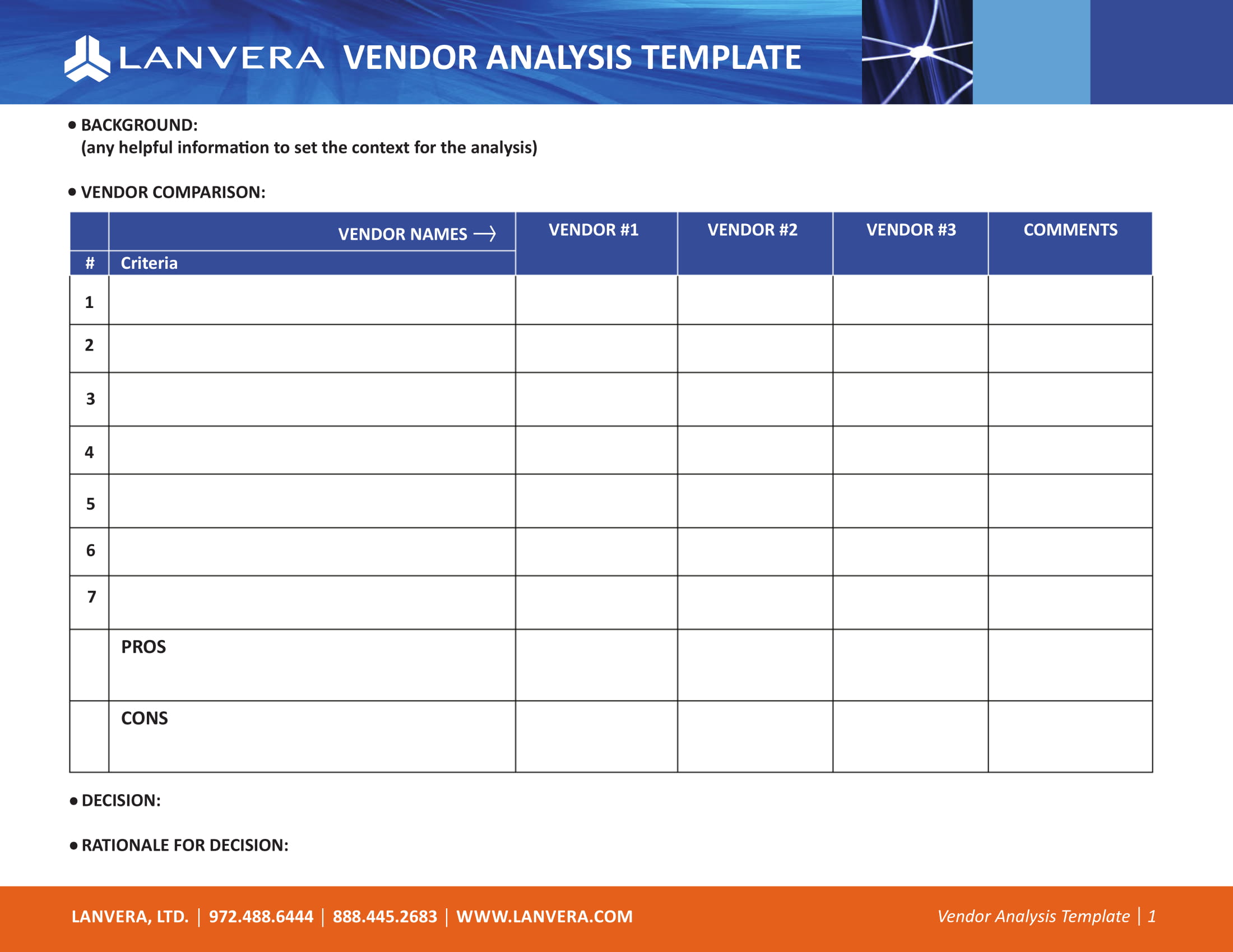 Vendor Evaluation Template