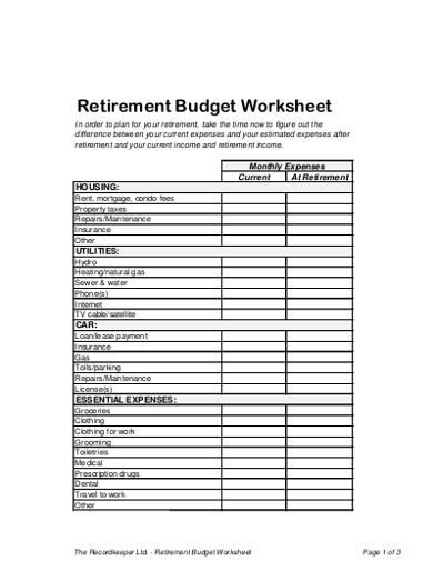 10+ Retirement Budget Examples to Download