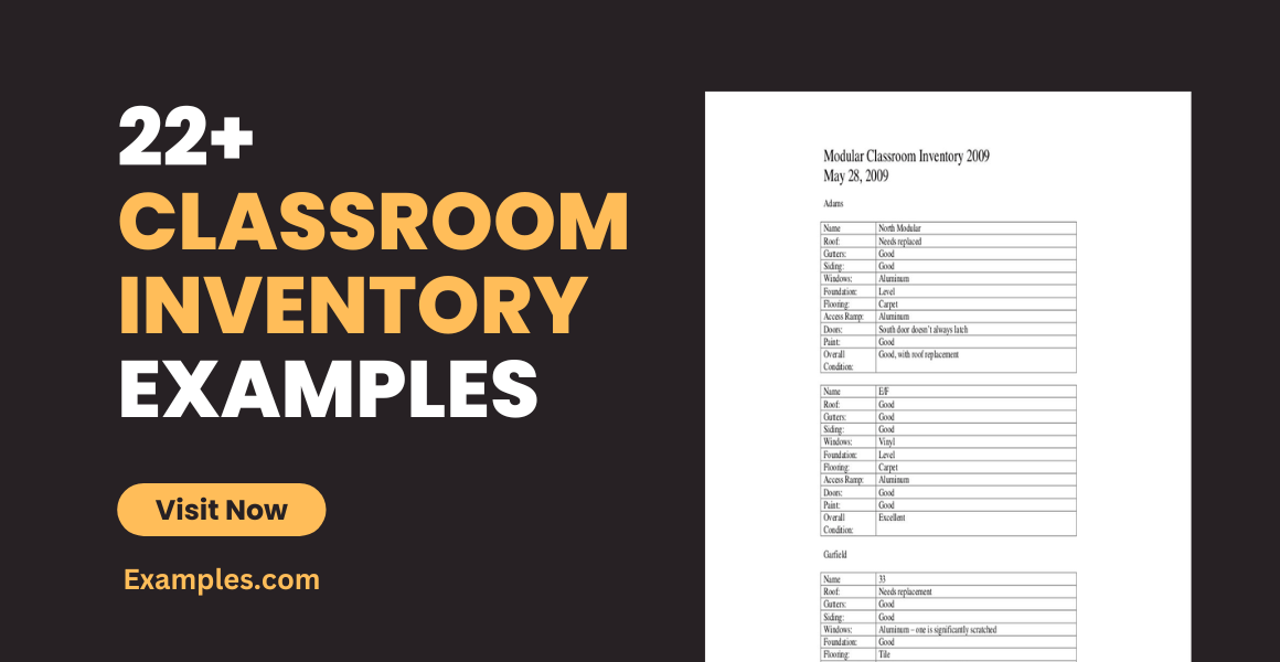 Classroom Inventory 7+ Examples, Format, Pdf