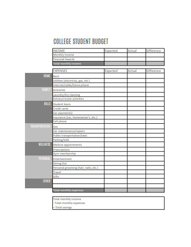 15+ College Budget Worksheet Examples to Download