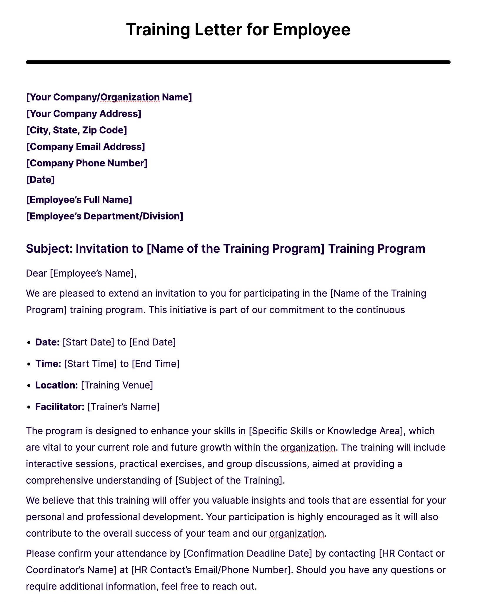Training Letter 31+ Examples, Format, Sample Examples