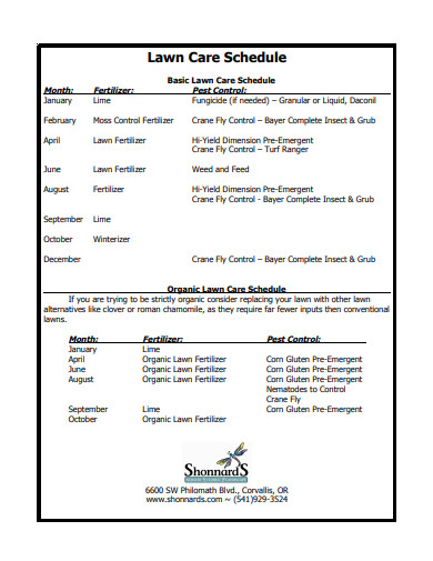 5+ Lawn Care Schedule Examples to Download