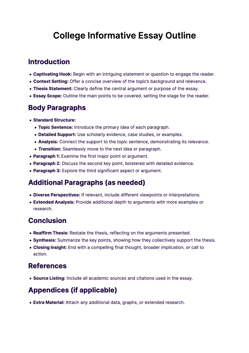 Informative Essay Outline - 6+ Examples, Format, Pdf | Examples