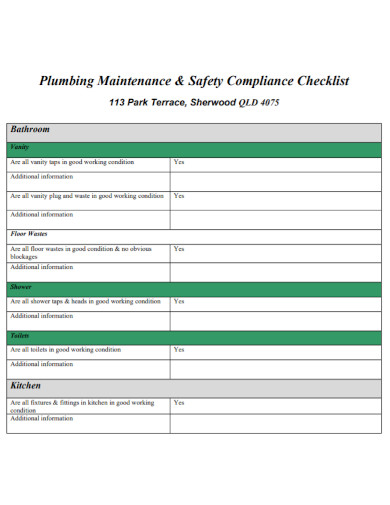 Plumbing Maintenance Checklist Examples to Download