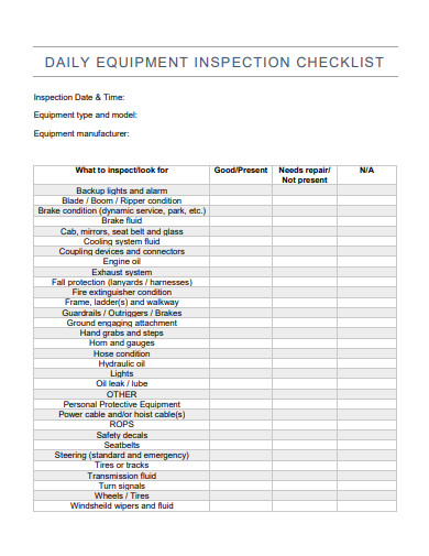 10+ Equipment Inspection Checklist Examples to Download