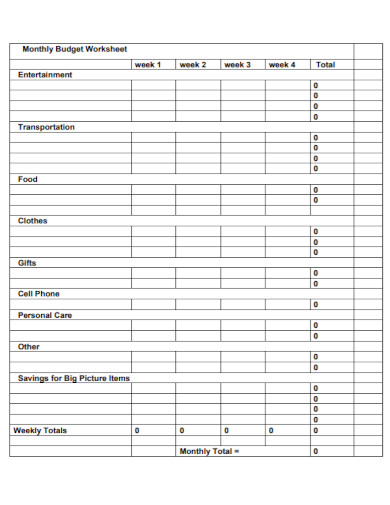 10+ Weekly Budget Worksheet Examples to Download