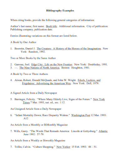 Bibliography - 100+ Examples, PDF