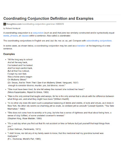20+ Coordinating Conjunction Examples
