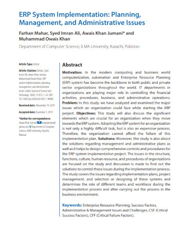 ERP System - Examples, PDF | Examples