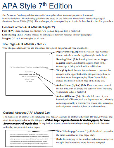 24+ 7th Edition APA Format Examples in PDF | Examples