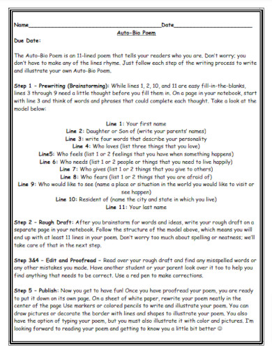 21+ Bio Poem Examples - PDF | Examples