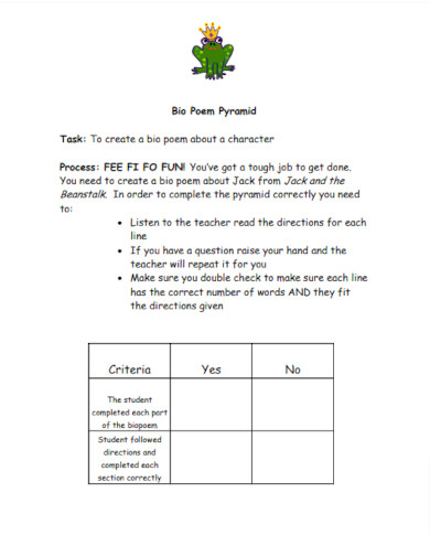 21+ Bio Poem Examples - PDF | Examples