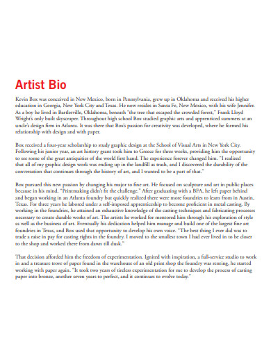 11+ Artist Bio Examples to Download