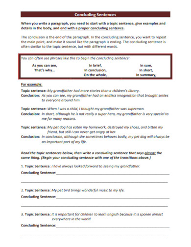 Concluding Sentence - 40+ Examples, How to, Types, Pdf
