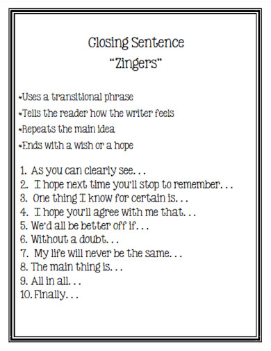 Closing Sentence - 26+ Examples, PDF, How to write