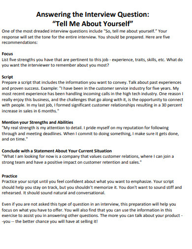 35+ Tell me About Yourself Answer Examples