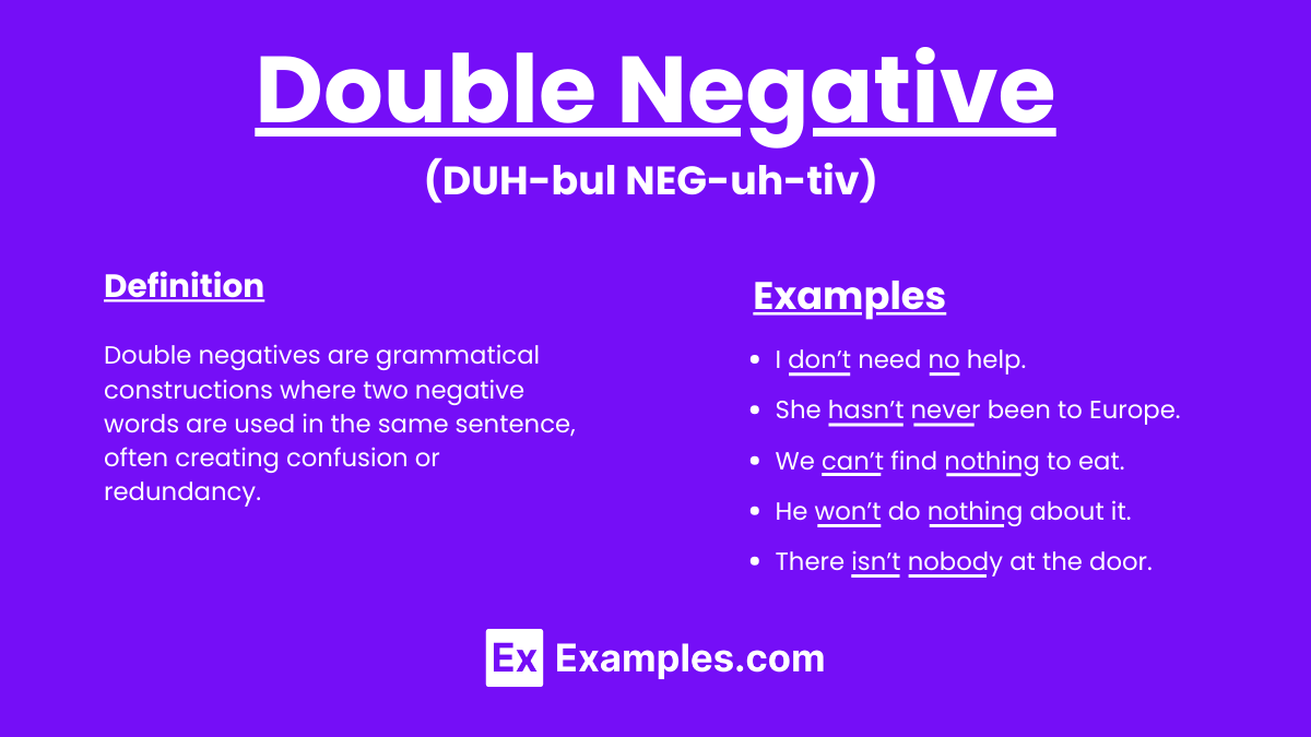 35+ Double Negative Examples