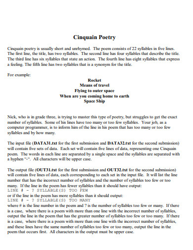 100+ Cinquain Poem Examples