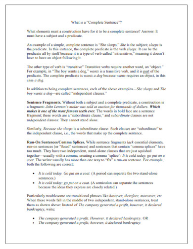 30+ Complete Sentence Examples