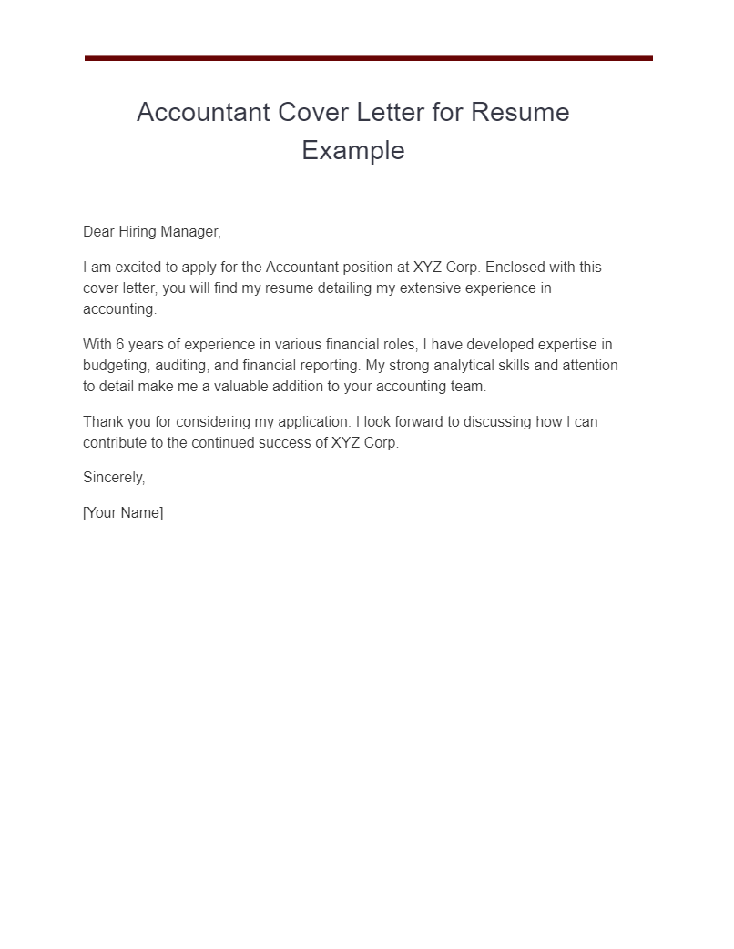 Job Application Letter Sample For Accountant