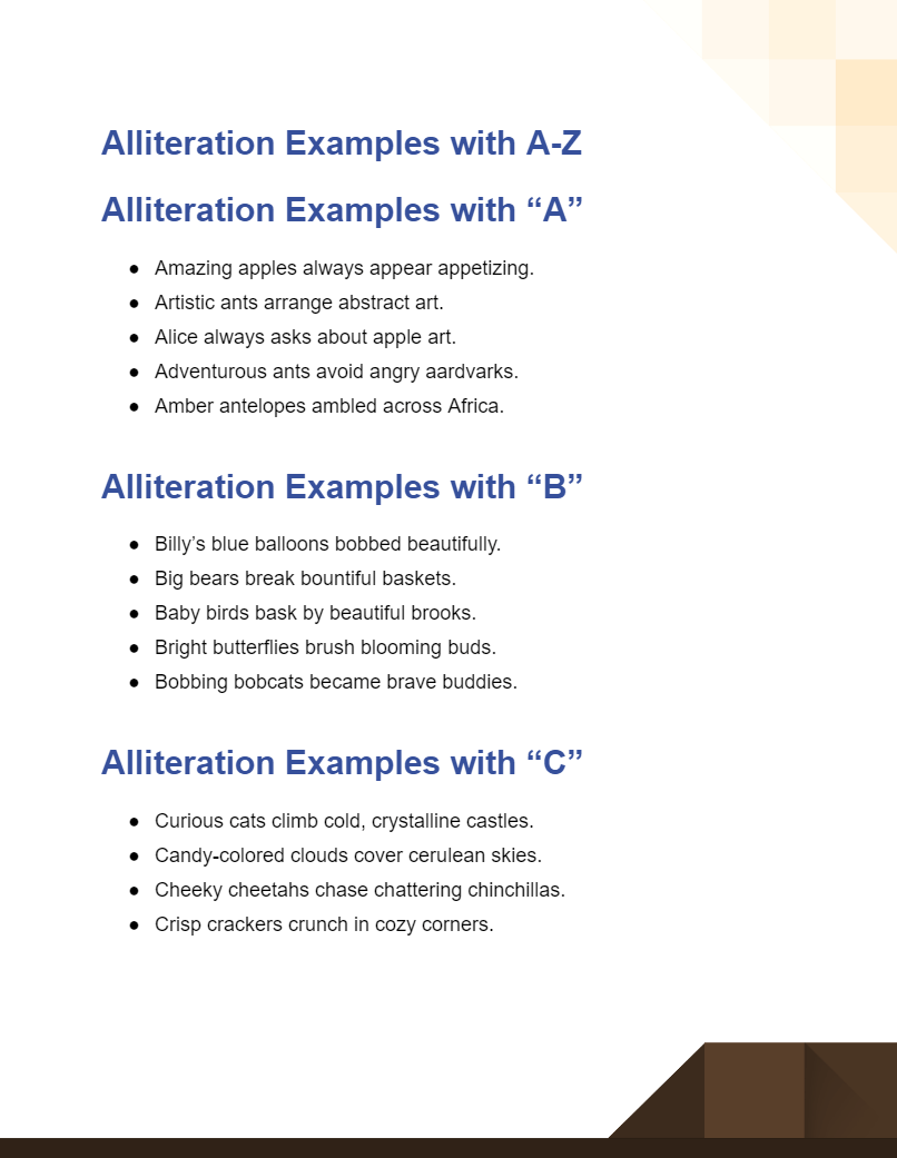 100+ Alliteration with A-Z Examples