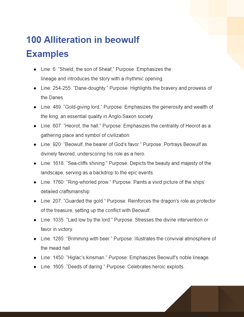 Alliteration in beowulf 100+ Examples With Line Numbers, Purpose
