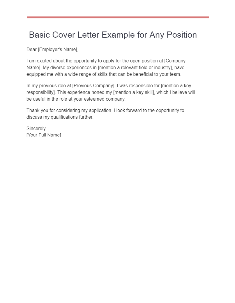 Basic Cover Letter 17+ Examples, How to Use, PDF