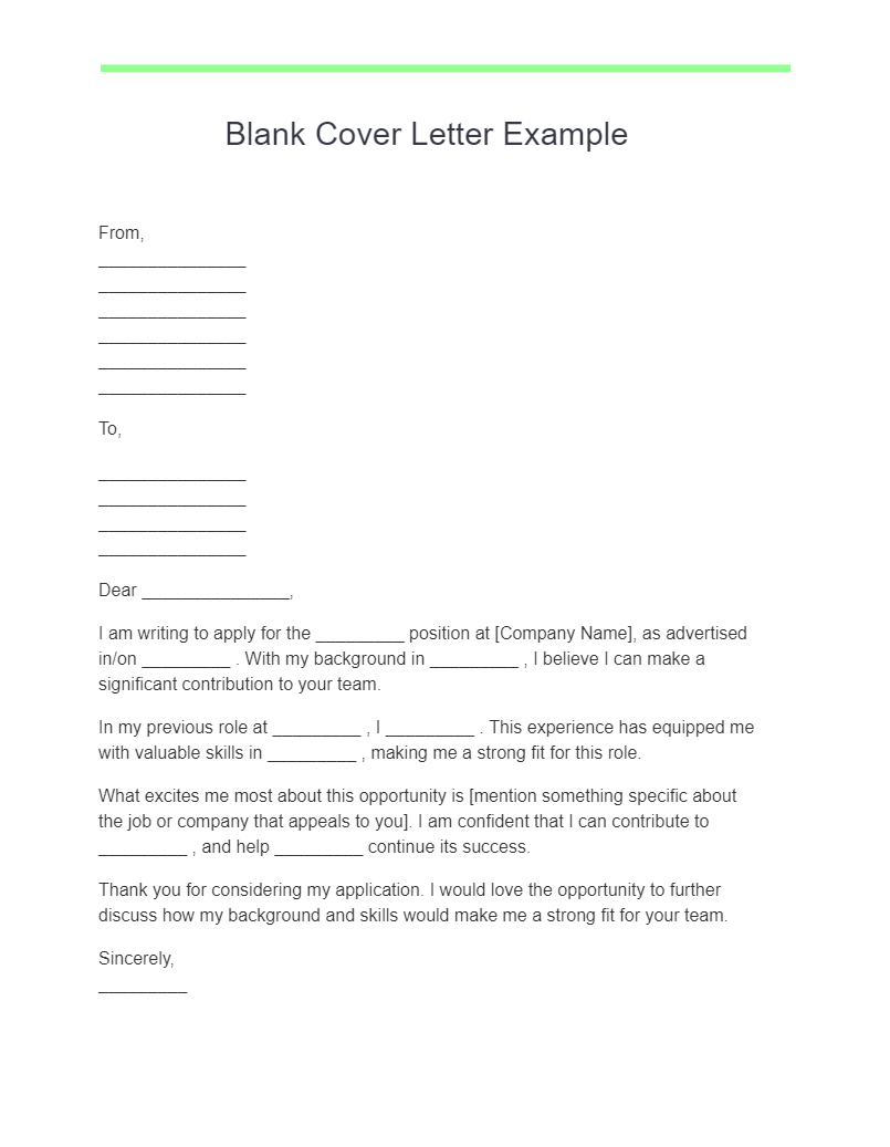 10+ Blank Cover Letter Examples, Copy & Paste, How to Use Examples