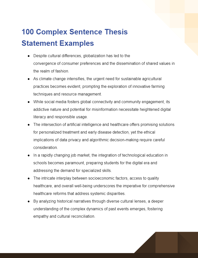 100+ Complex Sentence Thesis Statement Examples, How to Write, Tips