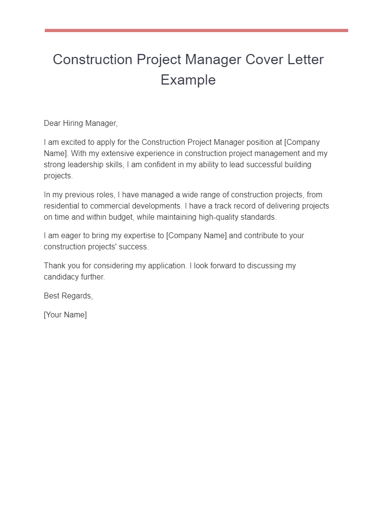 Project Manager Cover Letter 21+ Examples, PDF