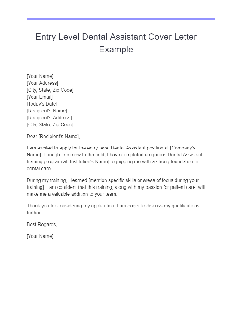 Dental Assistant Cover Letter 13+ Examples, How to Write, PDF, Tips