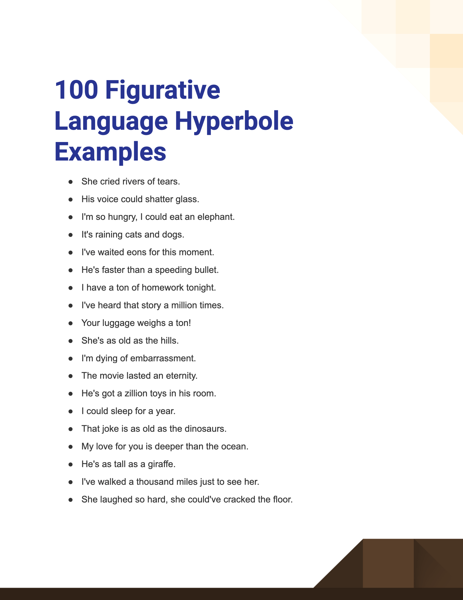 100+ Figurative Language Hyperbole Examples, How to Write, Tips