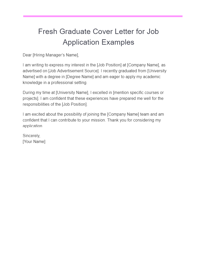 21+ Fresh Graduate Cover Letter Examples, How to Write, Tips Examples