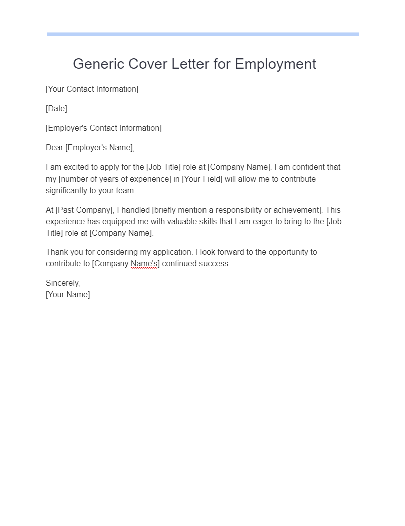 Generic Cover Letter 15+ Examples, How to Use, PDF