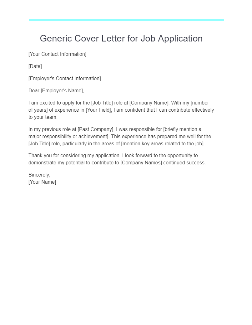 Generic Cover Letter 15+ Examples, How to Use, PDF