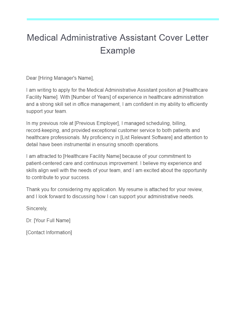 Medical Assistant Cover Letter 17+ Examples, PDF