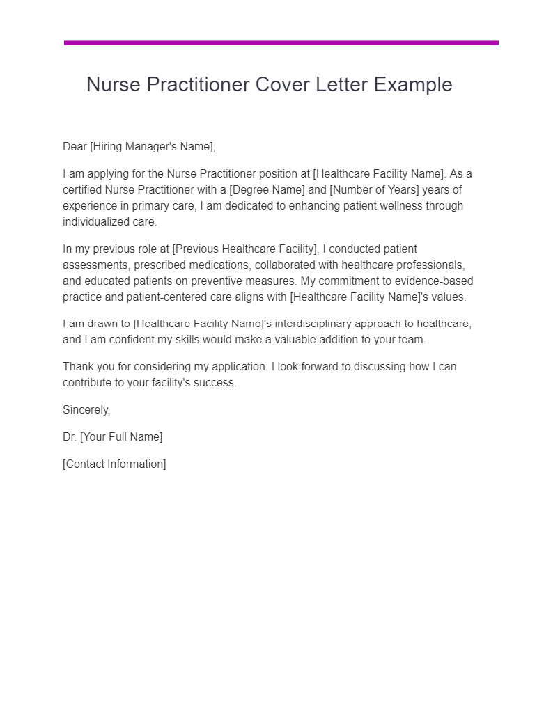 Nurse Practitioner Cover Letter 18+ Examples, PDF, Tips