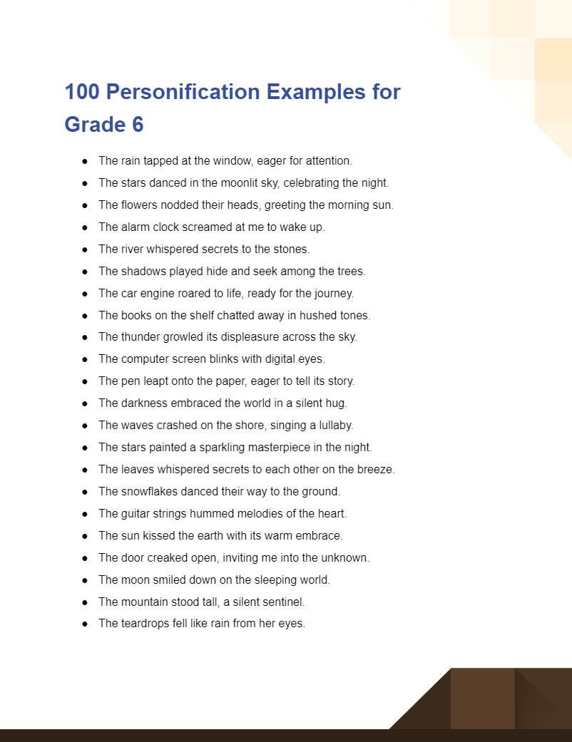 Personification for Grade 6 99+ Examples, How to Write, PDF, Tips