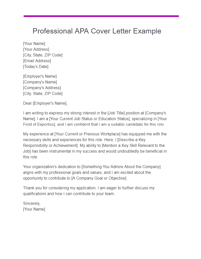 10+ Apa Cover Letter Examples, How to Create, Tips Examples