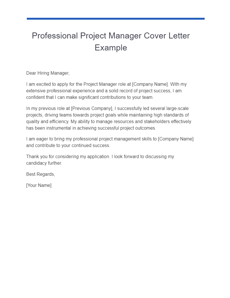 Project Manager Cover Letter 21+ Examples, PDF