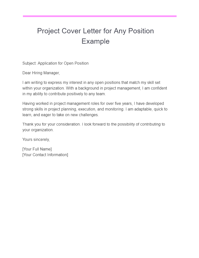 18+ Project Cover Letter Examples, How to Write, Tips Examples