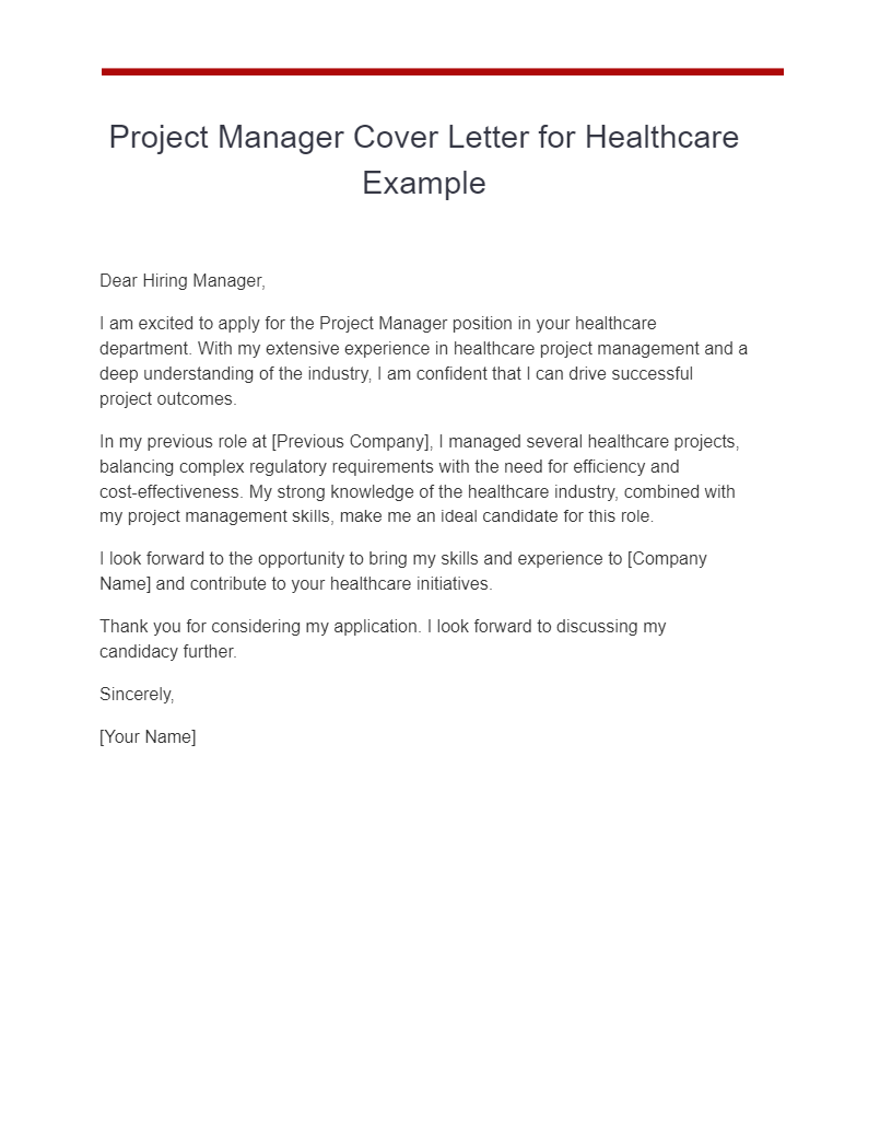 Project Manager Cover Letter 21+ Examples, PDF