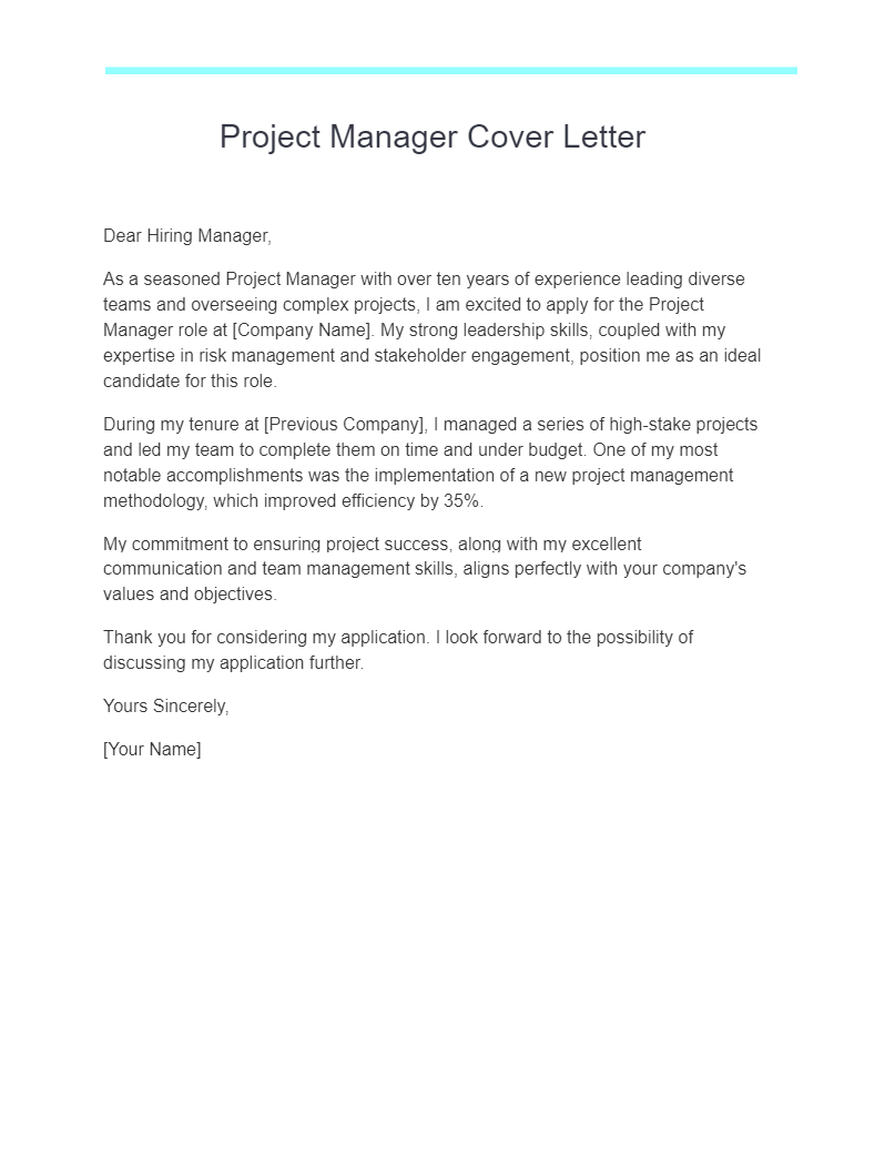 21+ Project Manager Cover Letter Examples, How to Write, Tips Examples
