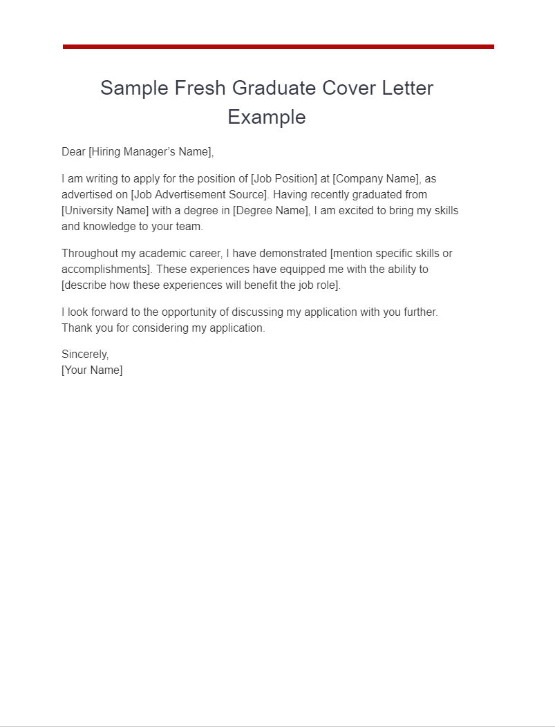 Fresh Graduate Cover Letter 21+ Examples, How to Use, PDF, Tips
