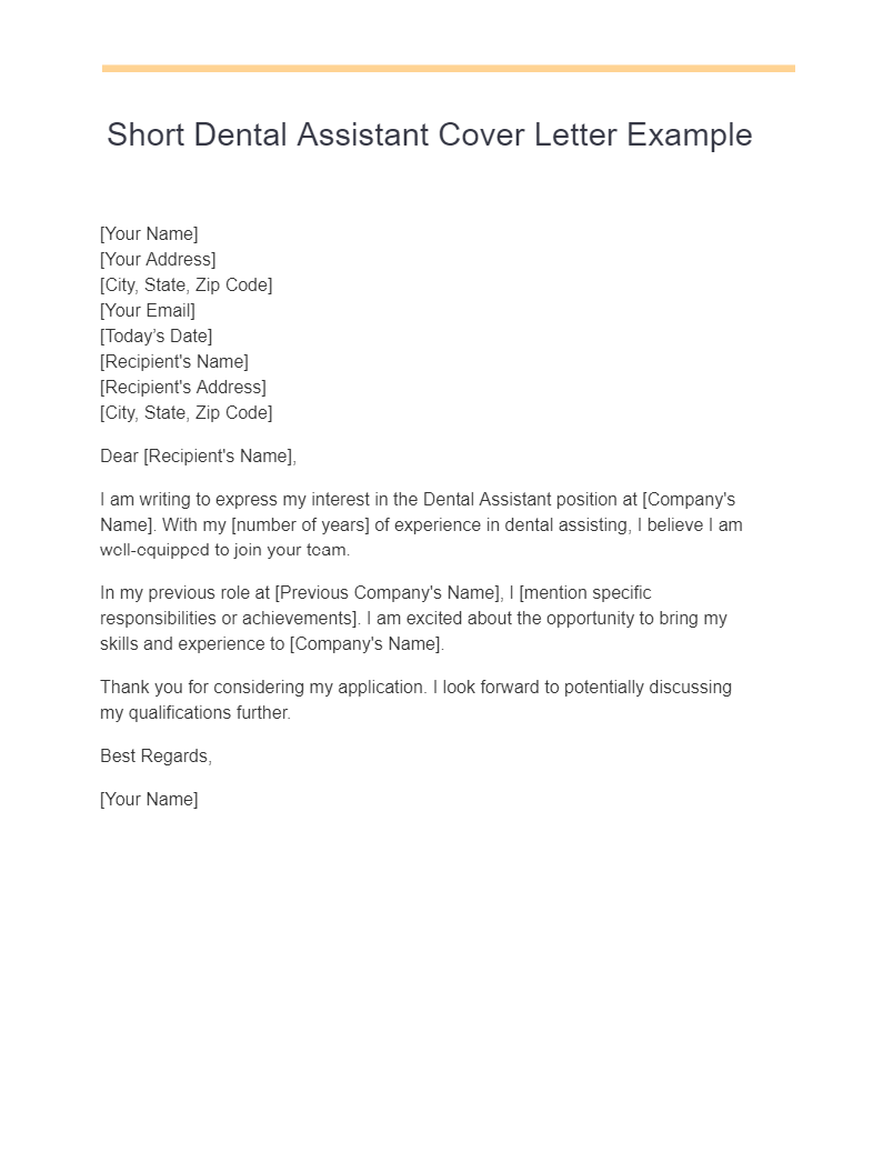 Dental Assistant Cover Letter 13+ Examples, How to Write, PDF, Tips
