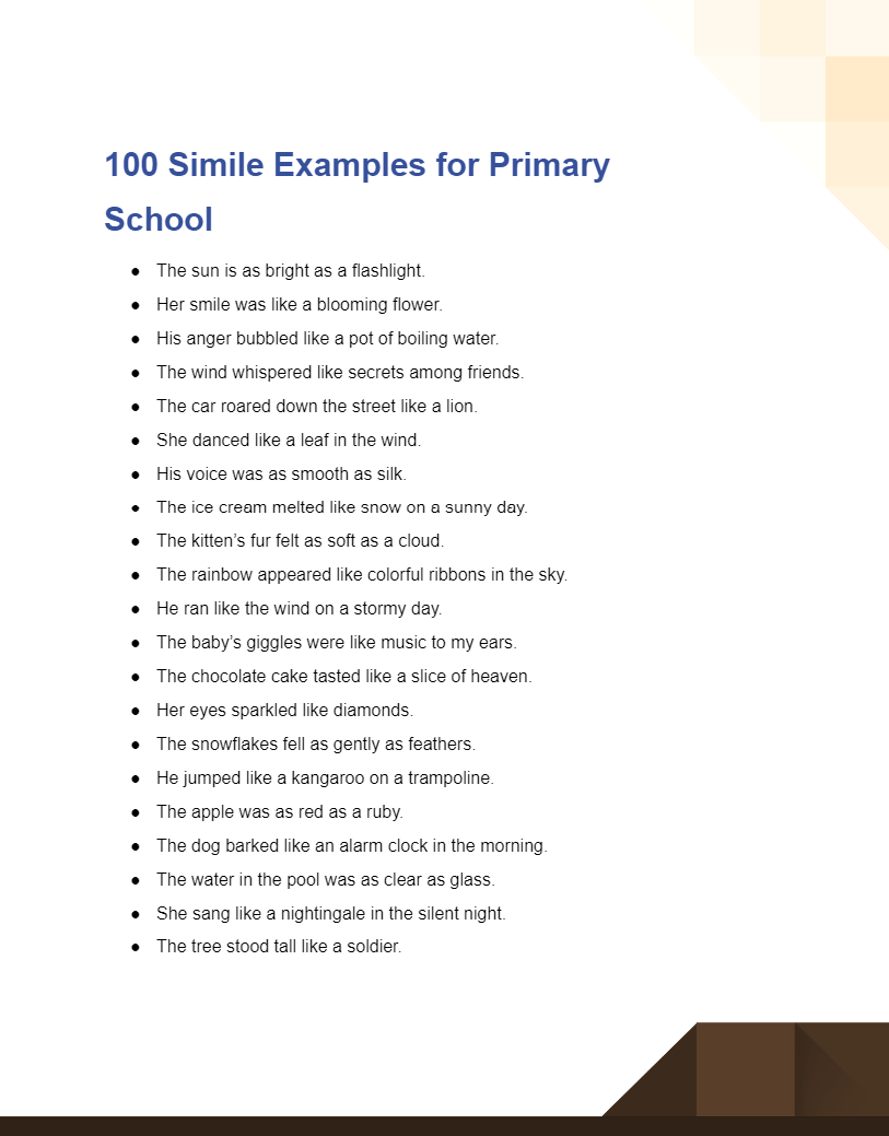 99+ Simile for Primary School Examples
